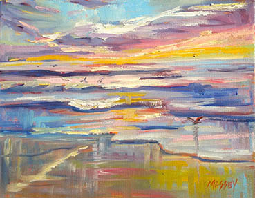 Twilight Waters plein air, Marie Massey, 11x14 Oil $750