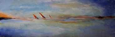 Three Red Sails, Janet Weidel, 8x24 Acrylic $360